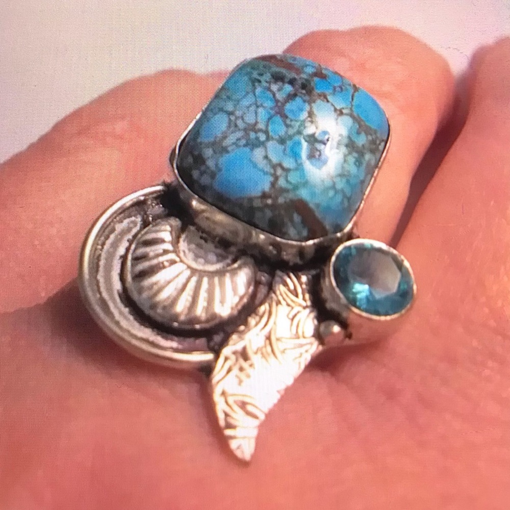 Turquoise Blue Topaz 925 Sterling Silver Ring